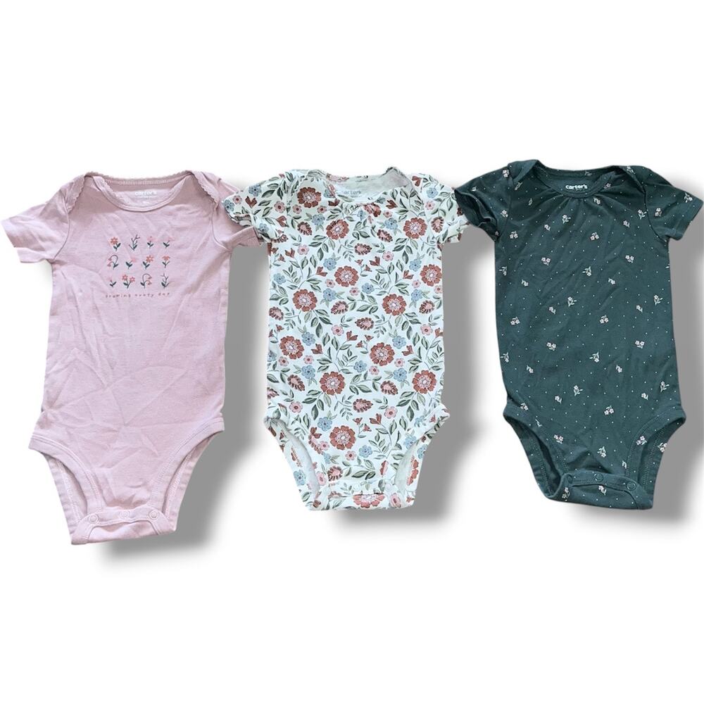 Carter's Baby Girl 3-Pack Floral Bodysuits, Size 6-9 Months